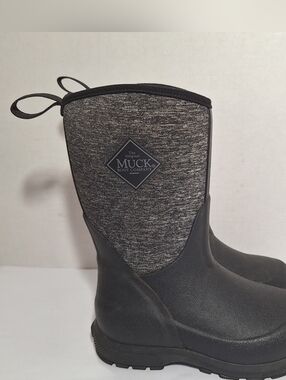 Muck Boot Company Heathered Black/Gray Mid-Calf Rain Barn Boots Kids Size 11